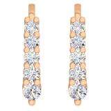 0.70 Carat (ctw) 10K Rose Gold Round Cut White Diamond Ladies Huggies Hoop Earrings