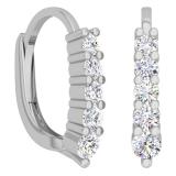 0.70 Carat (ctw) 10K White Gold Round Cut White Diamond Ladies Huggies Hoop Earrings