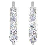 0.70 Carat (ctw) 10K White Gold Round Cut White Diamond Ladies Huggies Hoop Earrings