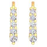 0.70 Carat (ctw) 10K Yellow Gold Round Cut White Diamond Ladies Huggies Hoop Earrings
