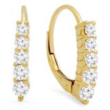 0.70 Carat (ctw) 14K Yellow Gold Round Cut White Diamond Ladies Huggies Hoop Earrings
