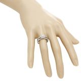 0.45 Carat (ctw) 14K White Gold Princess & Round White Diamond Ladies Milgrain Bridal Halo Engagement Ring With Matching Band Set 1/2 CT