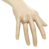1.35 Carat (ctw) 14K Rose Gold Round Morganite & White Diamond Ladies Bridal Flower Shaped Halo Engagement Ring