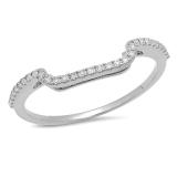 0.15 Carat (ctw) 10K White Gold Round Cut Diamond Ladies Stackable Anniversary Wedding Contour Band Guard Ring