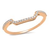 0.15 Carat (ctw) 14K Rose Gold Round Cut Diamond Ladies Stackable Anniversary Wedding Contour Band Guard Ring
