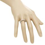 0.35 Carat (ctw) 18K White Gold Princess & Round White Diamond Ladies Bridal 3 Stone Swirl Wave Engagement Ring