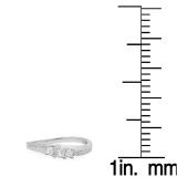0.35 Carat (ctw) 18K White Gold Princess & Round White Diamond Ladies Bridal 3 Stone Swirl Wave Engagement Ring