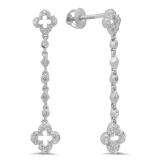0.30 Carat (ctw) 14K White Gold White Diamond Ladies Dangling Drop Earrings