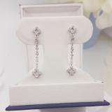 0.30 Carat (ctw) 14K White Gold White Diamond Ladies Dangling Drop Earrings