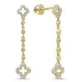 0.30 Carat (ctw) 14K Yellow Gold White Diamond Ladies Dangling Drop Earrings