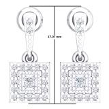 0.45 Carat (ctw) 10K White Gold Princess & Round Cut White Diamond Ladies Dangling Earrings 1/2 CT