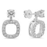 0.60 Carat (ctw) 10K White Gold Round White Diamond Removable Jackets For Stud Earrings