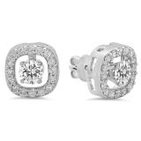0.60 Carat (ctw) 10K White Gold Round White Diamond Removable Jackets For Stud Earrings
