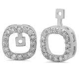 0.60 Carat (ctw) 10K White Gold Round White Diamond Removable Jackets For Stud Earrings