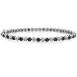 2.35 Carat (ctw) 10K White Gold Round Cut Black & White Diamond Prong set Ladies Fashion Bangle Bracelet 2 1/3 CT