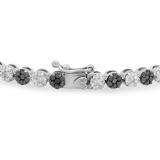 2.35 Carat (ctw) 10K White Gold Round Cut Black & White Diamond Prong set Ladies Fashion Bangle Bracelet 2 1/3 CT