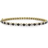 2.35 Carat (ctw) 10K Yellow Gold Round Cut Black & White Diamond Prong set Ladies Fashion Bangle Bracelet 2 1/3 CT