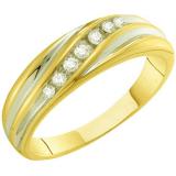 0.20 Carat (ctw) 10K Yellow Gold White Diamond Men's 7 Stone Anniversary Wedding Band