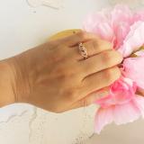 0.75 Carat (Ctw) 10K Rose Gold Round Morganite & White Diamond Ladies Swirl Split Shank Bridal Halo Engagement Ring