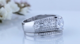 3.20 Carat (Ctw) Sterling Silver Round Cut White Cubic Zirconia CZ Ladies Bridal Engagement Ring With Wedding Bands Set
