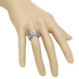 1.00 Carat (ctw) 10K White Gold Round Cut White Diamond Ladies Bridal Split Shank Halo Engagement Ring With Matching Band Set 1 CT