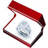 1.00 Carat (ctw) 10K White Gold Round Cut White Diamond Ladies Bridal Split Shank Halo Engagement Ring With Matching Band Set 1 CT