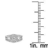 1.00 Carat (ctw) 10K White Gold Round Cut White Diamond Ladies Bridal Split Shank Halo Engagement Ring With Matching Band Set 1 CT