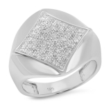 0.35 Carat (ctw) Sterling Silver Round White Diamond Men's Hip Hop Micro Pave Anniversary Wedding Band 1/3 CT