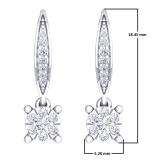 0.35 Carat (ctw) 10K White Gold Round Cut White Diamond Ladies Cluster Style Drop Earrings