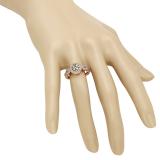 0.95 Carat (ctw) 10K Rose Gold Round Champagne & White Diamond Ladies Swirl Split Shank Cluster Engagement Ring 1 CT