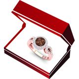 0.95 Carat (ctw) 10K Rose Gold Round Champagne & White Diamond Ladies Swirl Split Shank Cluster Engagement Ring 1 CT