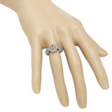 0.95 Carat (ctw) 10K White Gold Round Champagne & White Diamond Ladies Swirl Split Shank Cluster Engagement Ring 1 CT