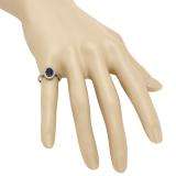0.30 Carat (ctw) 10K White Gold Round Blue Sapphire & Diamond Ladies Split Shank Cluster Engagement Ring 1/3 CT