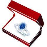 0.30 Carat (ctw) 10K White Gold Round Blue Sapphire & Diamond Ladies Split Shank Cluster Engagement Ring 1/3 CT