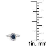 0.30 Carat (ctw) 10K White Gold Round Blue Sapphire & Diamond Ladies Split Shank Cluster Engagement Ring 1/3 CT