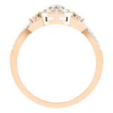 0.45 Carat (ctw) 10K Rose Gold Round Cut Diamond Ladies Twisted Split Shank Cluster Style Engagement Ring 1/2 CT