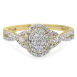 0.45 Carat (ctw) 10K Yellow Gold Round Cut Diamond Ladies Twisted Split Shank Cluster Style Engagement Ring 1/2 CT