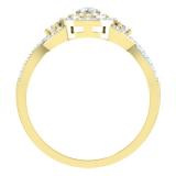 0.45 Carat (ctw) 10K Yellow Gold Round Cut Diamond Ladies Twisted Split Shank Cluster Style Engagement Ring 1/2 CT