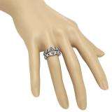 0.30 Carat (ctw) 10K White Gold Round Black & White Diamond Ladies Anniversary Wedding Band Guard Double Ring 1/3 CT