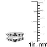 0.30 Carat (ctw) 14K White Gold Round Black & White Diamond Ladies Anniversary Wedding Band Guard Double Ring 1/3 CT