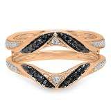 0.30 Carat (ctw) 14K Rose Gold Round Black & White Diamond Ladies Anniversary Wedding Band Guard Double Ring 1/3 CT