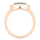 0.65 Carat (ctw) 10K Rose Gold Round Cut White & Champagne Diamond & Pink Sapphire Ladies Heart Shaped Bridal Engagement Ring