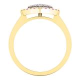 0.65 Carat (ctw) 10K Yellow Gold Round Cut White & Champagne Diamond & Pink Sapphire Ladies Heart Shaped Bridal Engagement Ring