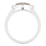 0.65 Carat (ctw) 14K White Gold Round Cut White & Champagne Diamond & Pink Sapphire Ladies Heart Shaped Bridal Engagement Ring
