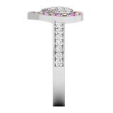 0.65 Carat (ctw) 14K White Gold Round Cut White & Champagne Diamond & Pink Sapphire Ladies Heart Shaped Bridal Engagement Ring