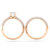 1.15 Carat (ctw) 10K Rose Gold Princess & Round Cut White Diamond Ladies Bridal Engagement Ring With Matching Band Sets