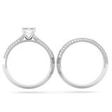 1.15 Carat (ctw) 10K White Gold Princess & Round Cut White Diamond Ladies Bridal Engagement Ring With Matching Band Sets