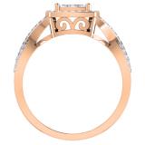 0.55 Carat (ctw) 10K Rose Gold Round Cut White Diamond Ladies Bridal Swirl Split Shank Halo Engagement Ring With Matching Band Set 1/2 CT