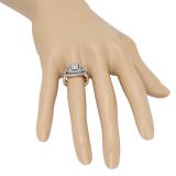 0.55 Carat (ctw) 10K Rose Gold Round Cut White Diamond Ladies Bridal Swirl Split Shank Halo Engagement Ring With Matching Band Set 1/2 CT