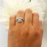 0.55 Carat (ctw) 10K White Gold Round Cut White Diamond Ladies Bridal Swirl Split Shank Halo Engagement Ring With Matching Band Set 1/2 CT